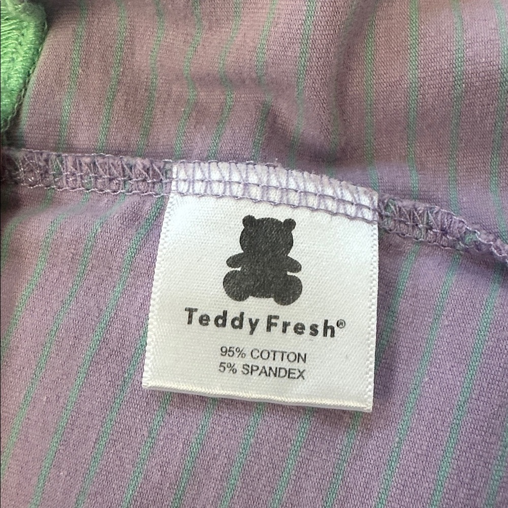 Teddy Fresh purple and green cap sleeve boxy crop top - Picture 6 of 6